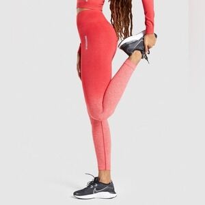 Gymshark Adapt Ombre Seamless High Waist Knit Leggings in a raspberry red/marled